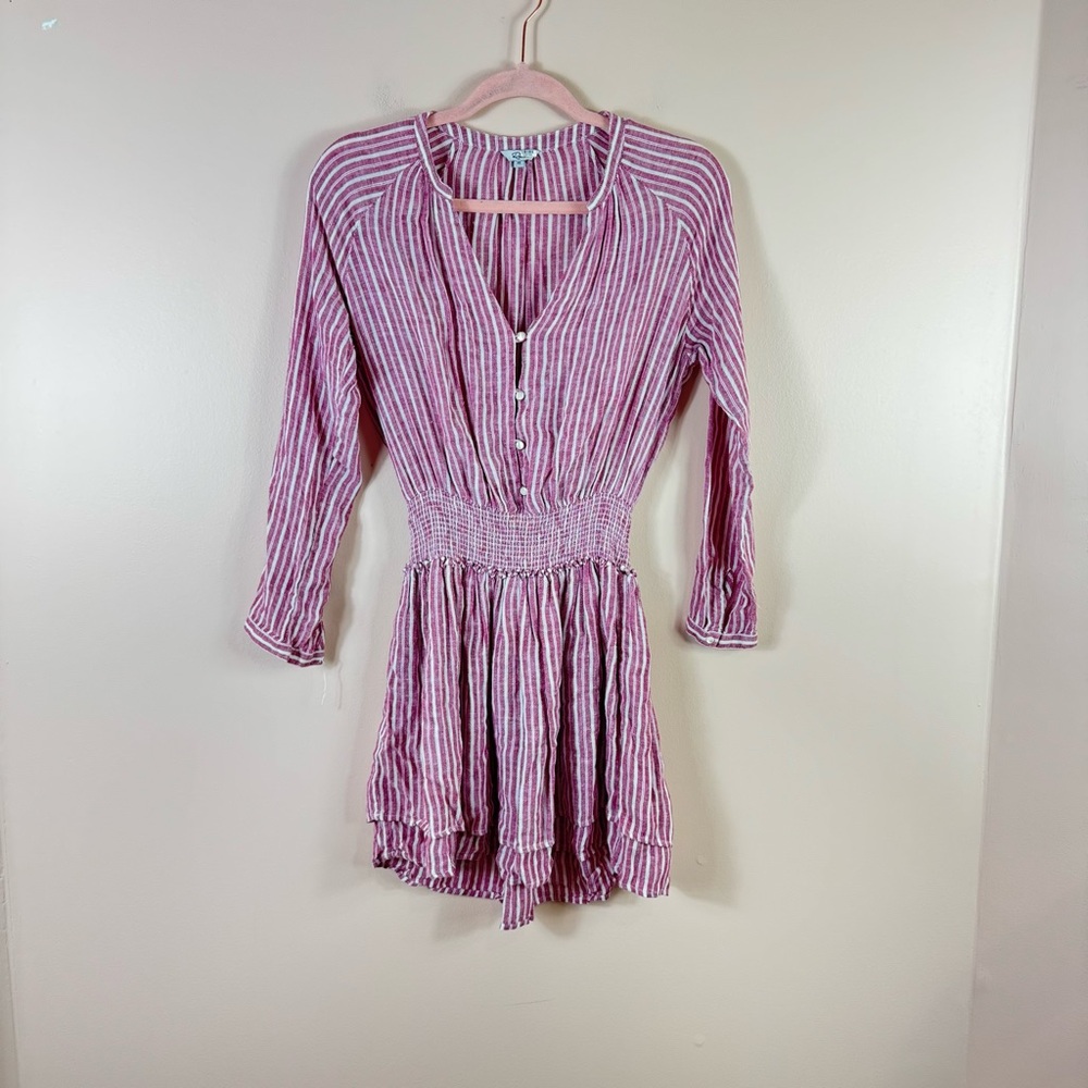 RAILS womens size XS Jasmine Lucia stripe red white long sleeve linen dress